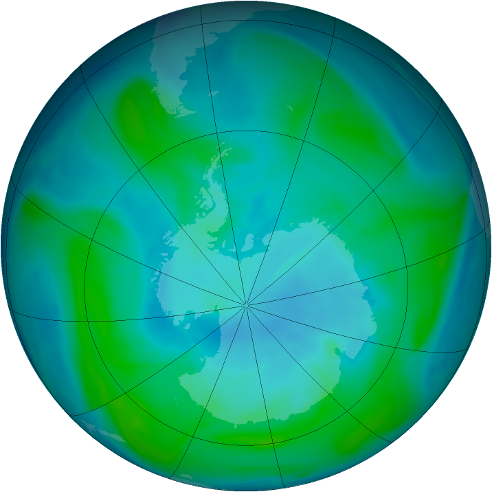 Antarctic ozone map for 18 January 2006
